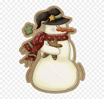Primitive Snowman And Gingerbread * - Merry Christmas Rectangle Magnet
