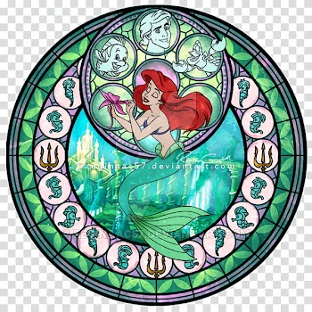 Princess Ariel, Kingdom Hearts Stain Glass Circle transparent background PNG clipart