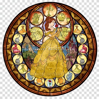 Princess Belle, Kingdom Hearts Stain Glass transparent background PNG clipart