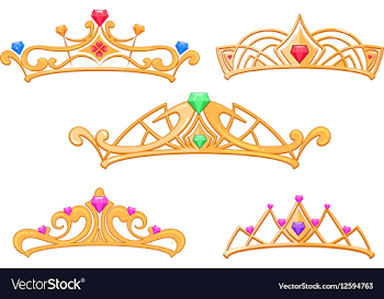 Princess crowns tiaras with gems cartoon Vector Image