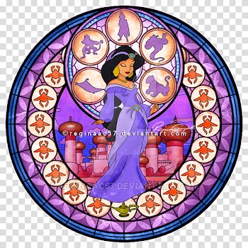 Princess Jasmine, Kingdom Hearts Stain Glass transparent background PNG clipart