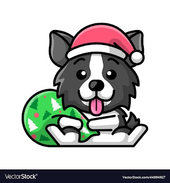 printa cute border collie dog is wearing a santa