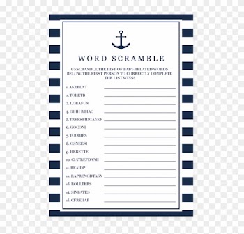 Printable Baby Shower Word Scramble Nautical Boy Games - Screenshot