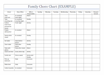 Printable Family Chore Charts Template | Home | Family chore ...