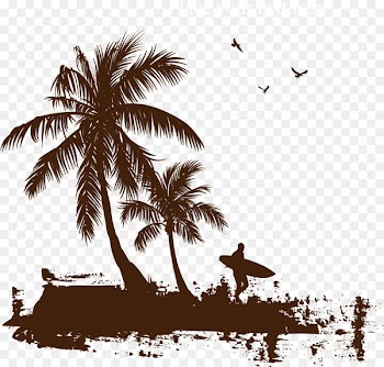 Printed T-shirt Coconut Arecaceae - Beach coconut tree 