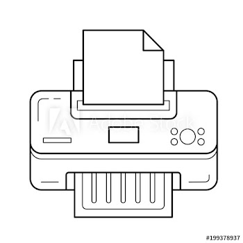 Printer vector line icon isolated on white background