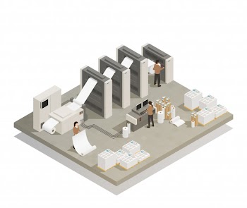 Printing production process isometric Free Vector