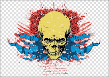 Printing Skull Ink Pattern, Ink flower skull print transparent background PNG clipart