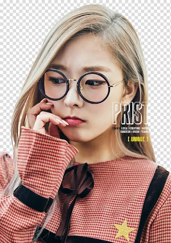 PRISTIN Wee Woo Teaser HQ, women's gold framed hippie sunglasses transparent background PNG clipart