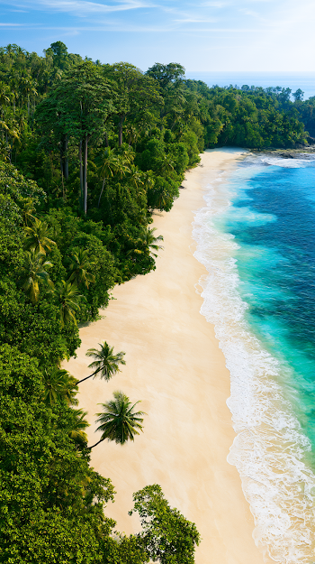 Pristine Tropical Beach with Lush Rainforest