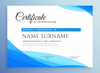 Professional blue business certificate Free Vector
