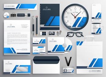 Professional blue business collateral stationery set Free Vector