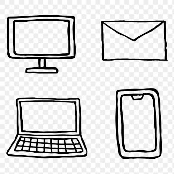 Professional business tech device png black collection