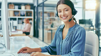 Professional Customer Support Representative in Modern Office