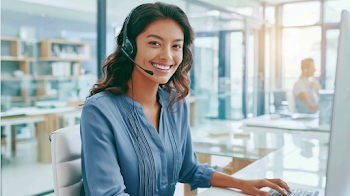 Professional Customer Support Representative in Modern Office