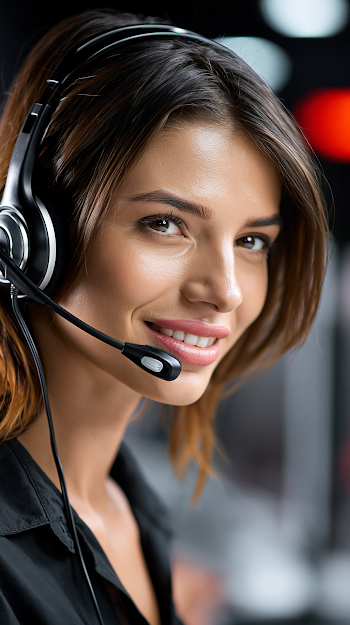 Professional Female Call Center Operator in Headset