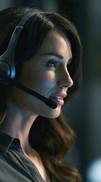 Professional Female Customer Service Operator with Headset