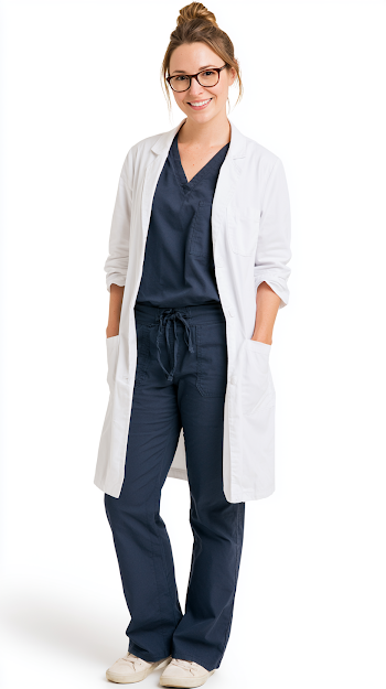 Professional Female Medical Educator in Scrubs