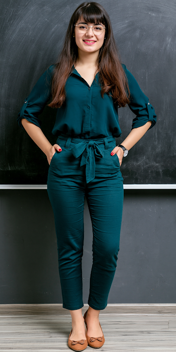 Professional Female Teacher in Relaxed Casual Wardrobe