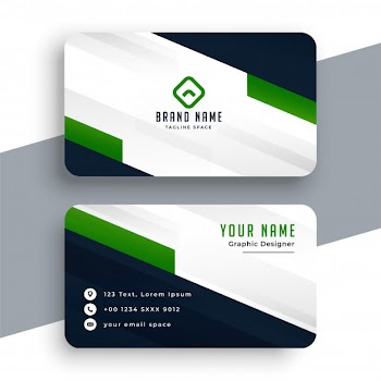 Professional green business card geometric template Free Vector
