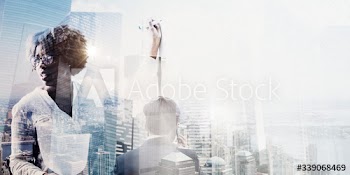 Professional in city background