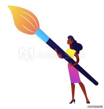 Professional makeup artist holding a brush for applying makeup vector illustration
