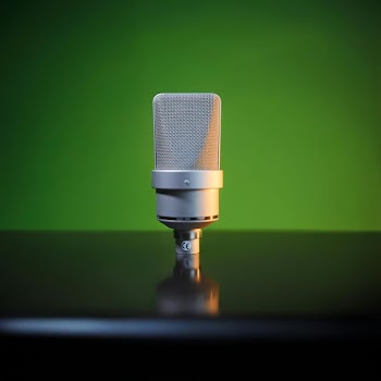 Professional Microphone on a Reflective Surface