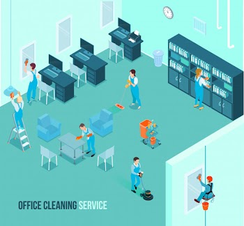 Professional office cleaning service isometric Free Vector