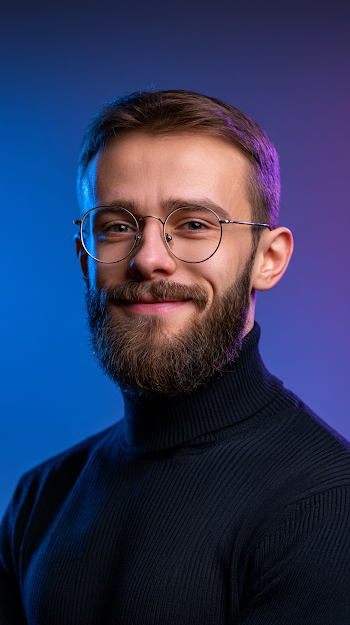 Professional Studio Portrait of a Young Man with Beard