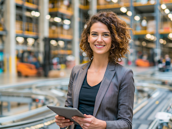 Professional Woman in Modern Distribution Center