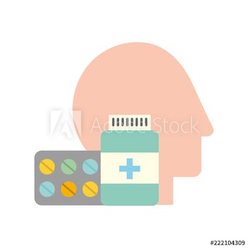 profile human head medicine pharmacy pills bottle