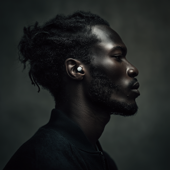 Profile of a Man with Aluminum Apple Earbuds