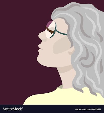 profile portrait of elderly woman in eyeglasses