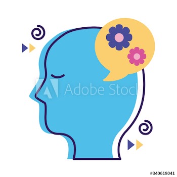 profile with  gear mental health flat style icon