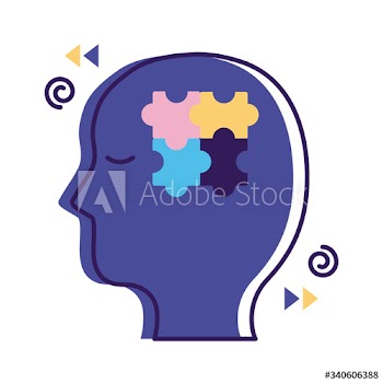 profile with puzzle mental health flat style