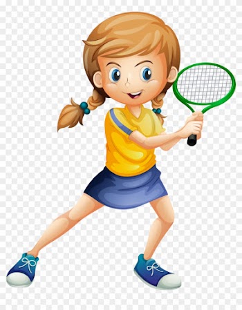 Profissões E Ofícios - Cartoon Girl Playing Tennis