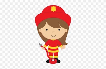 Profissões - Minus - Firefighter Girl Cartoon