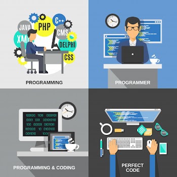 Programmer flat set Free Vector