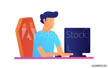 Programmer working on computer vector illustration