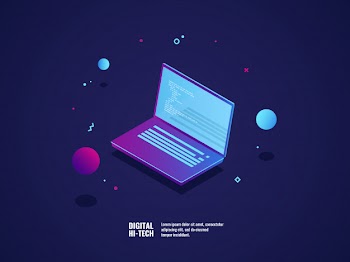 Programming of application and software development concept, laptop with program code 