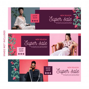Promotion fashion banner collection Free Vector
