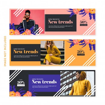 Promotion fashion banner collection Free Vector