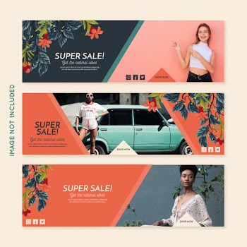 Promotion fashion banner collection Free Vector