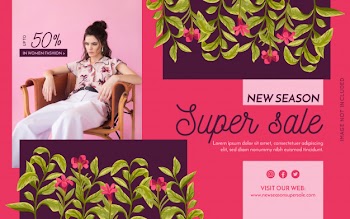 Promotion fashion banner Free Vector