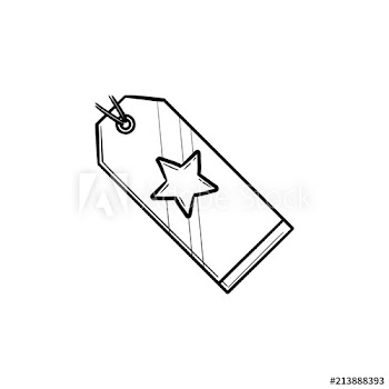 Promotion price tag with star hand drawn outline doodle icon