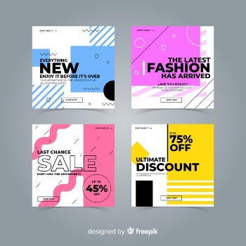 Promotion square banner collectio Free Vector