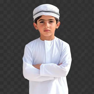 Proud Emirati Boy in Traditional Kandora