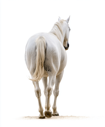 Proud White Horse Walking
