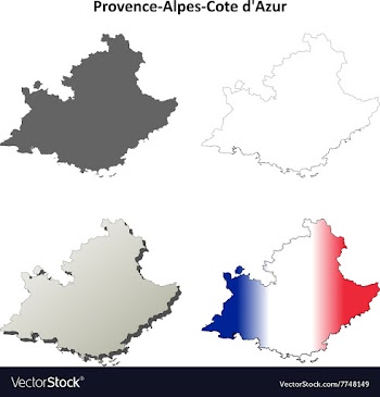 Provence-Alpes-Cote dAzur outline map set vector image