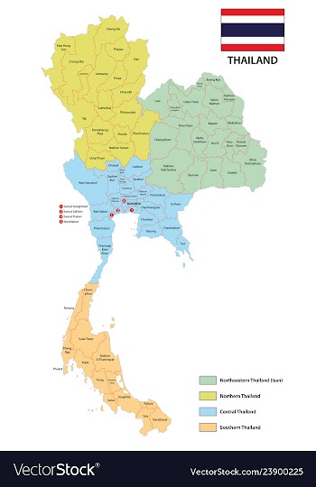  					Provinces and regions map of the kingdom of vector image														